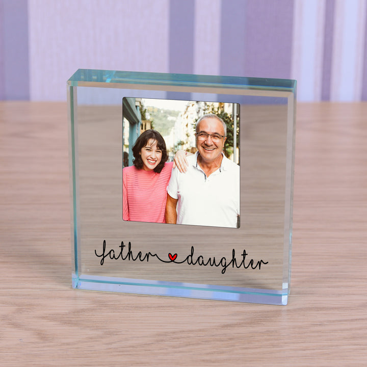 Personalised Father &amp; Daughter Glass Token with Photo