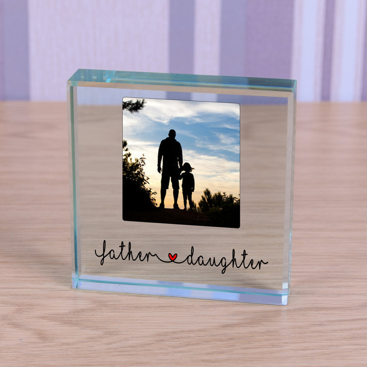 Personalised Father &amp; Daughter Glass Token with Photo