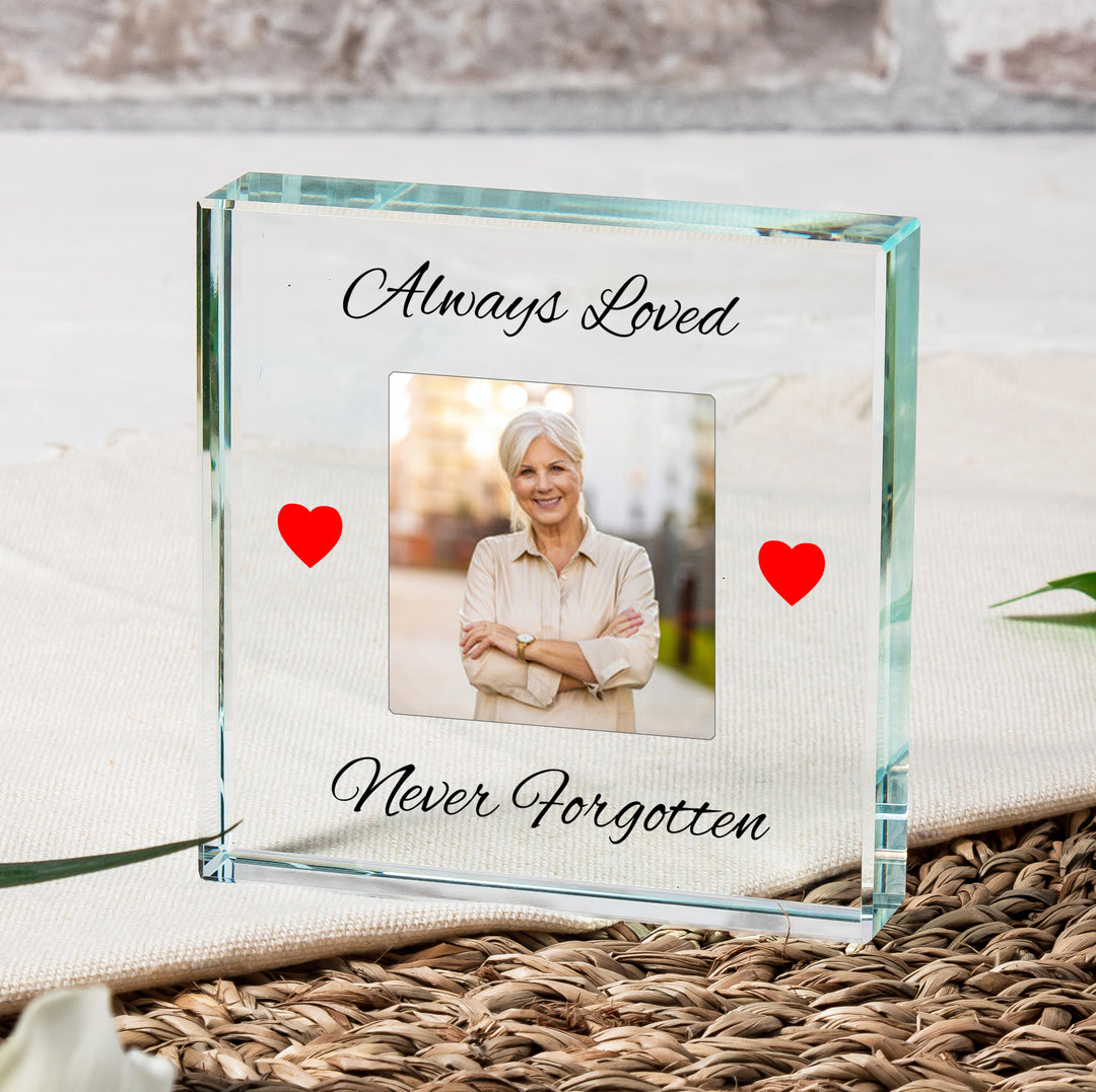 Personalised Always Loved Glass Token with Photo