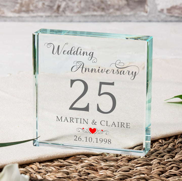 Personalised Wedding Anniversary Glass Token