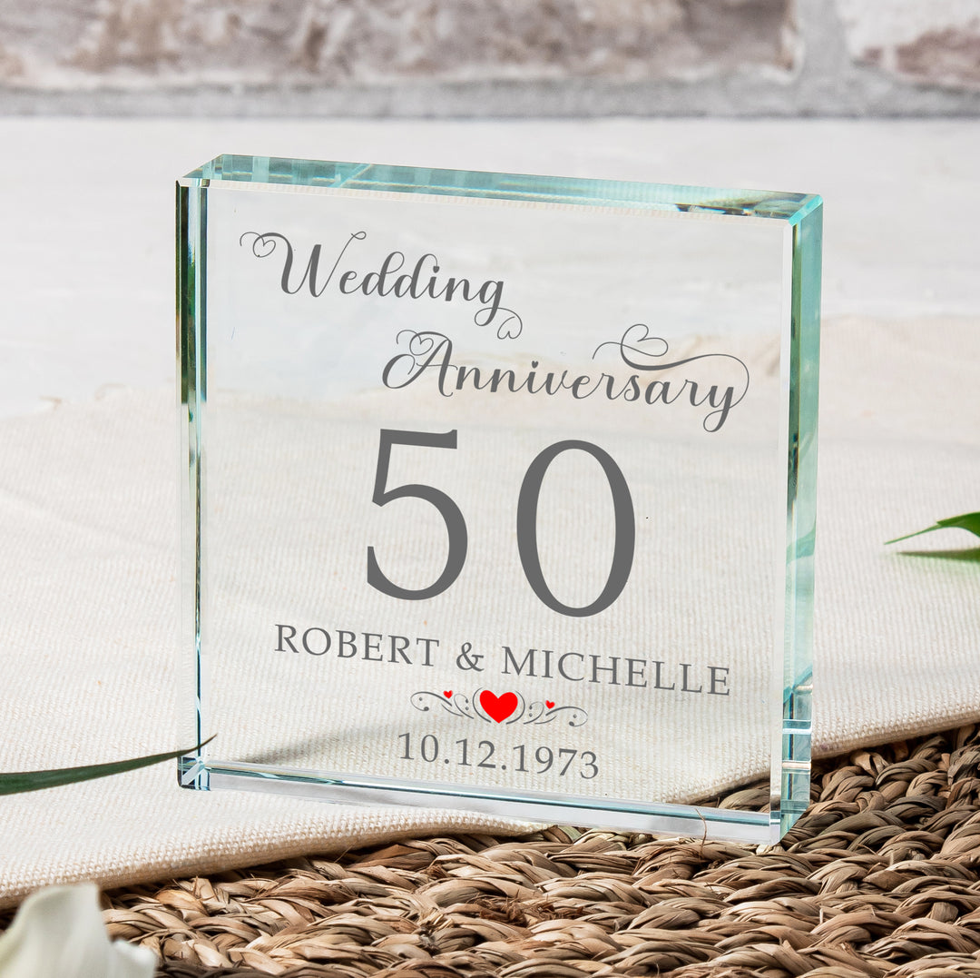 Personalised Wedding Anniversary Glass Token