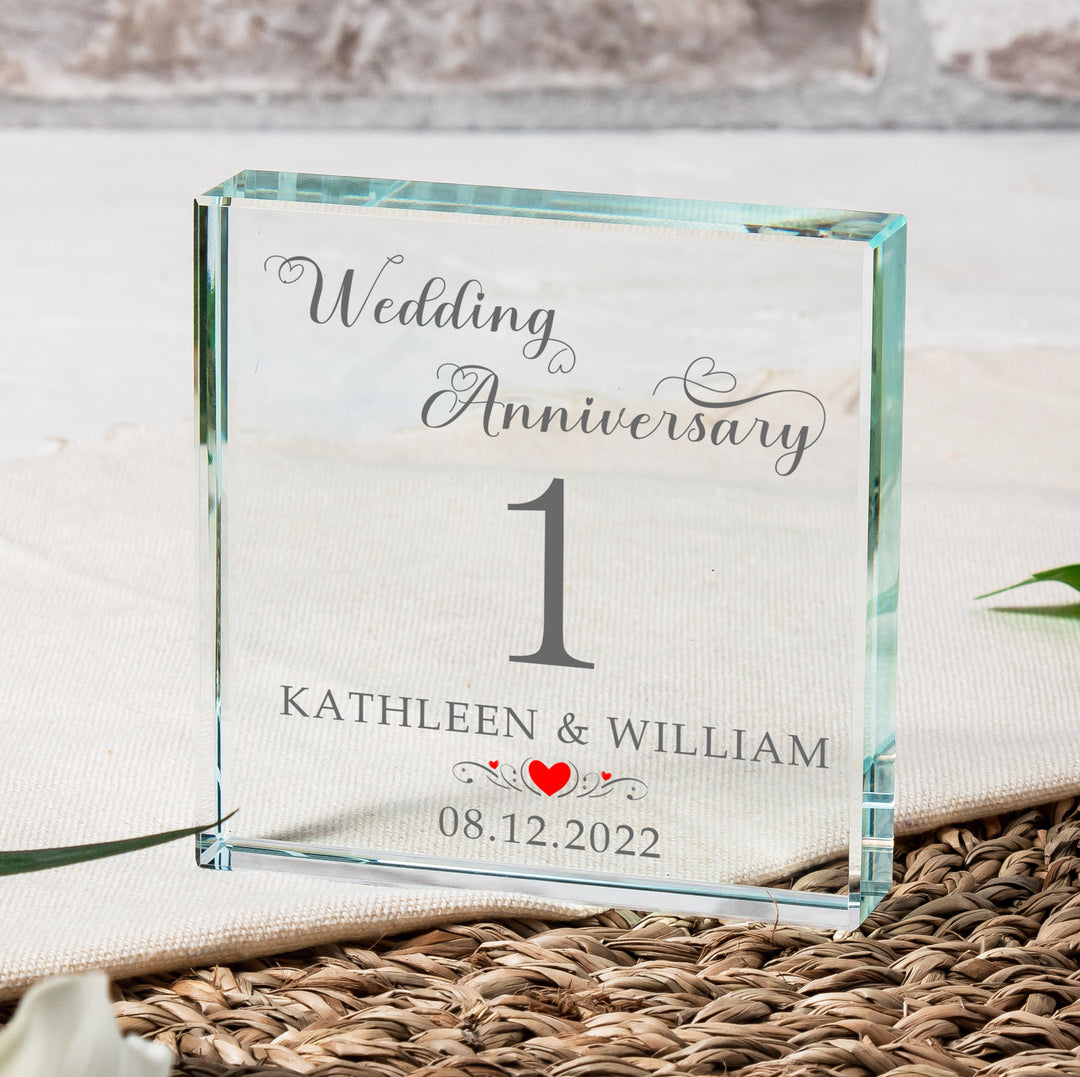 Personalised Wedding Anniversary Glass Token