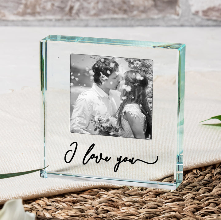 Personalised I Love You Glass Photo Token