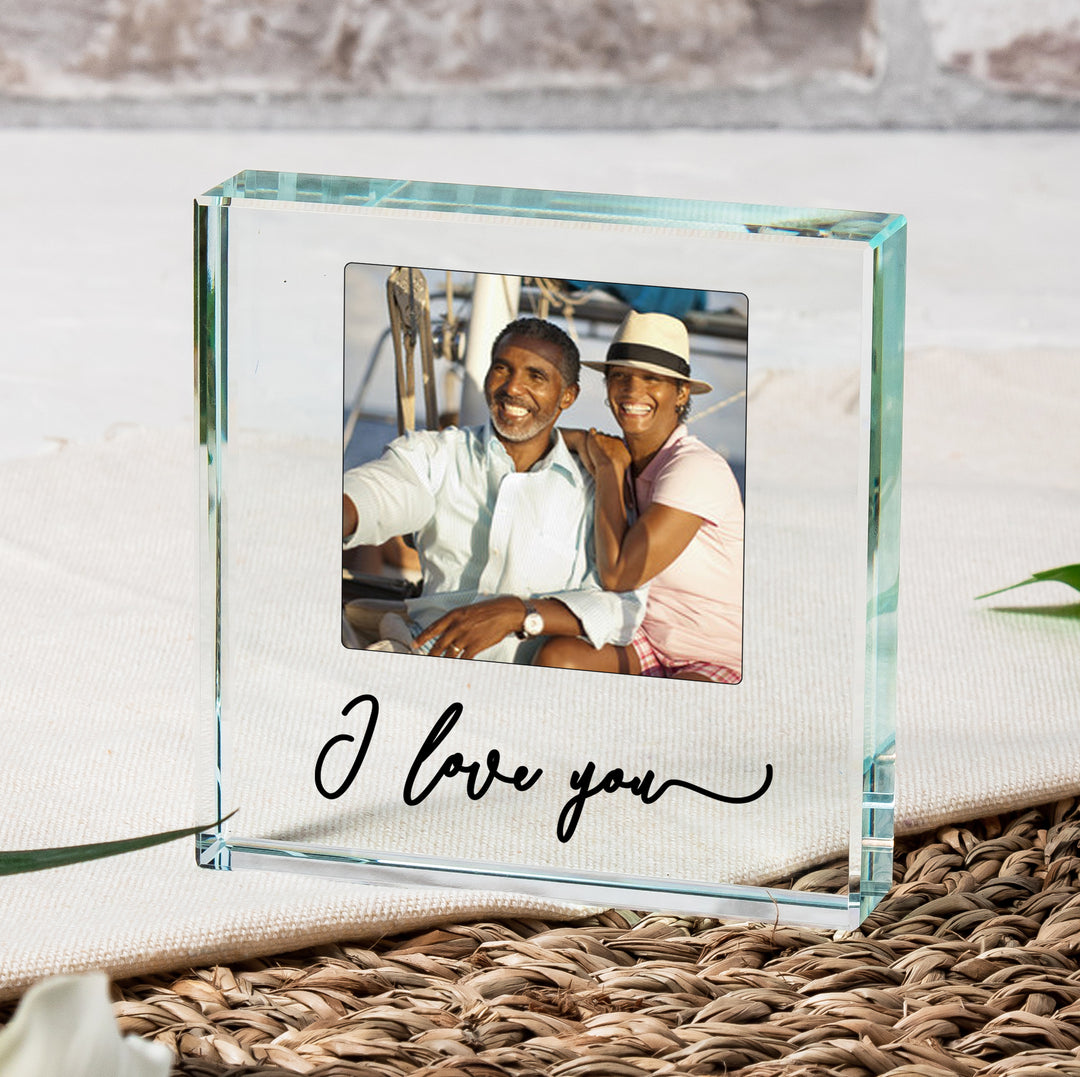 Personalised I Love You Glass Photo Token
