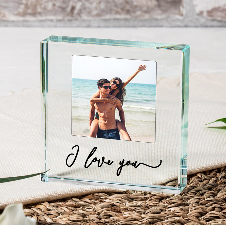 Personalised I Love You Glass Photo Token