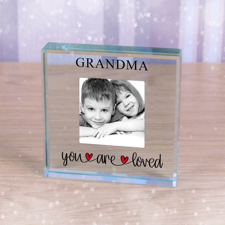 Personalised You Are Loved Glass Token with Photo