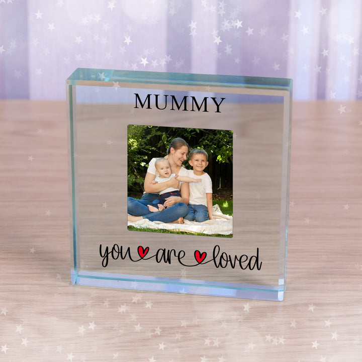 Personalised You Are Loved Glass Token with Photo