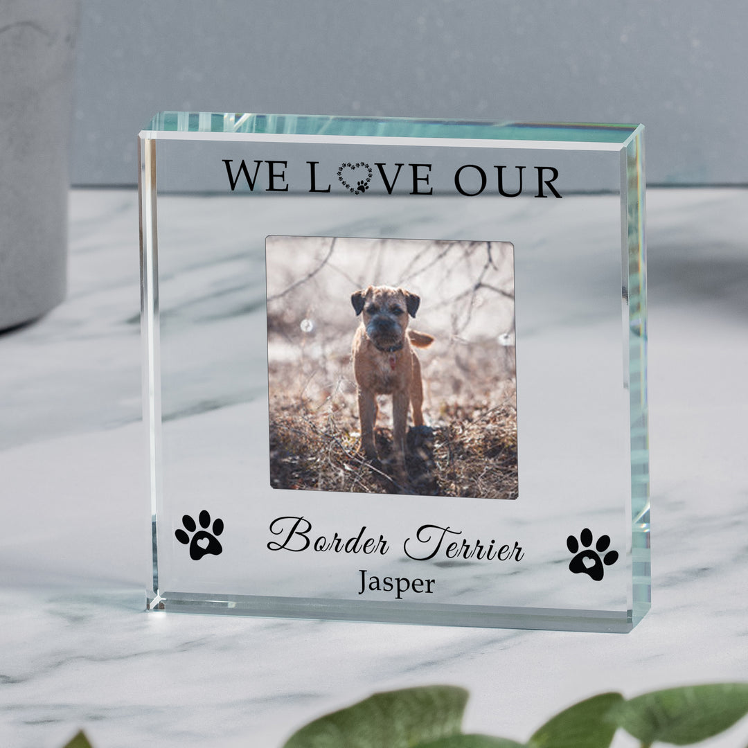 Personalised I/We Love Our Dog Glass Token with Photo
