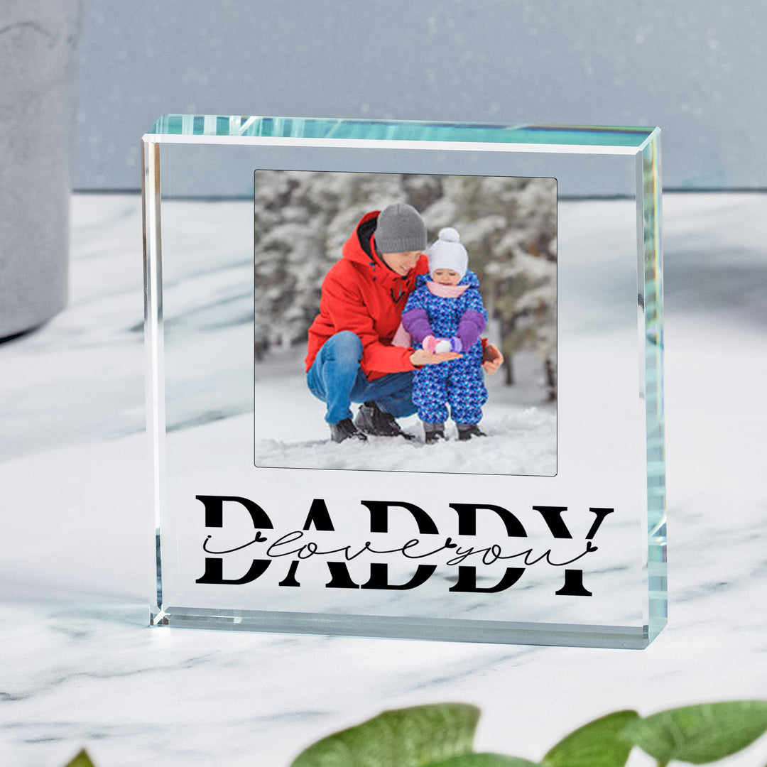 Personalised Daddy Love You Glass Photo Token