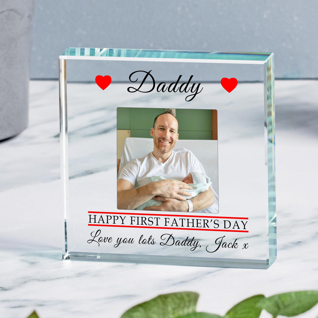 Personalised First Father’s Day Glass Token with Photo