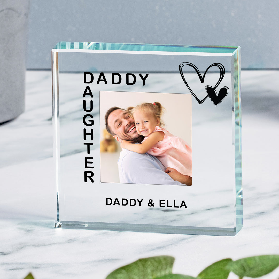 Personalised Daddy &amp; Daughter Glass Token with Photo
