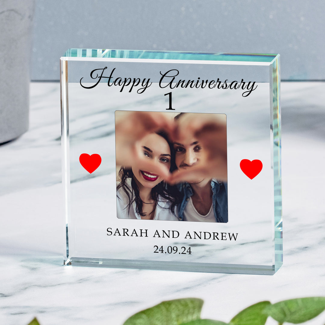 Personalised Anniversary Glass Photo Token