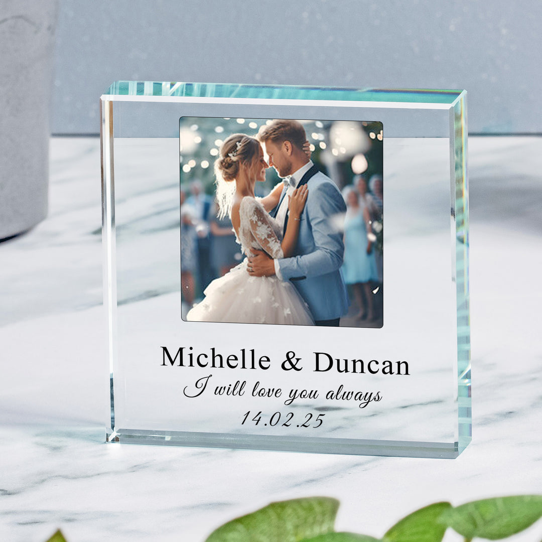 Personalised Glass Photo Token with Message