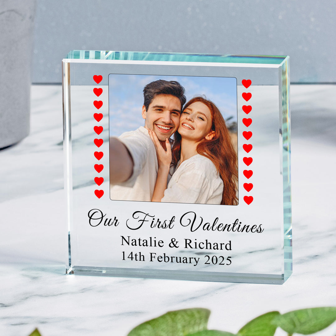 Personalised Our First Valentine’s Glass Photo Token