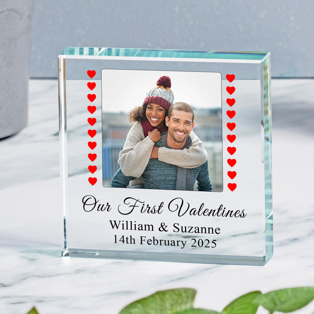 Personalised Our First Valentine’s Glass Photo Token
