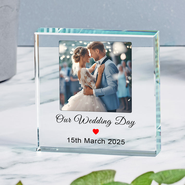 Personalised Glass Photo Token with Message