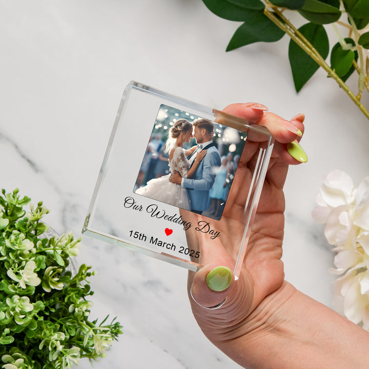 Personalised Glass Photo Token with Message