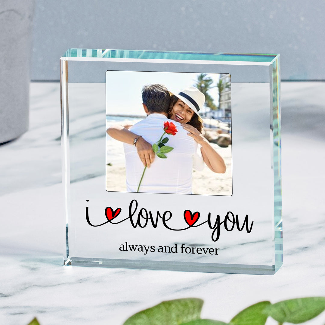 Personalised I Love You Glass Photo Token