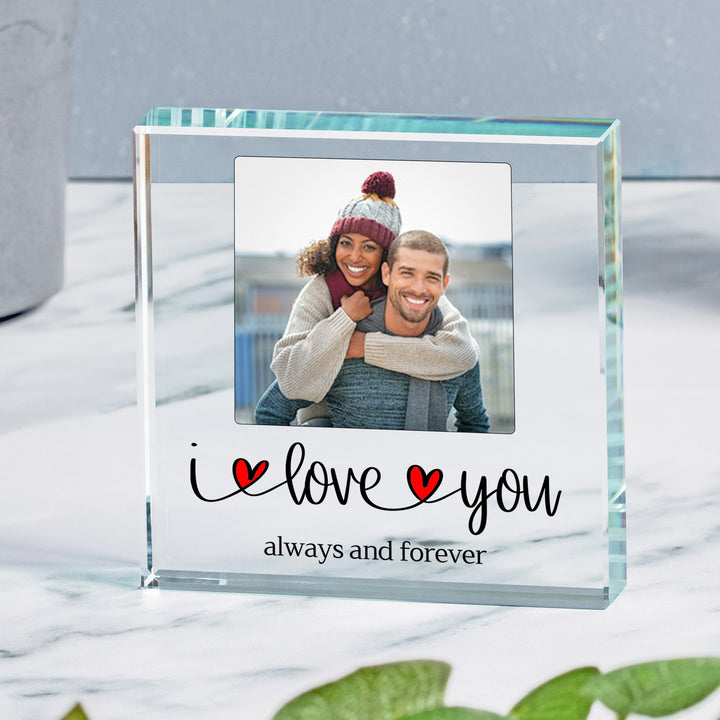 Personalised I Love You Glass Photo Token