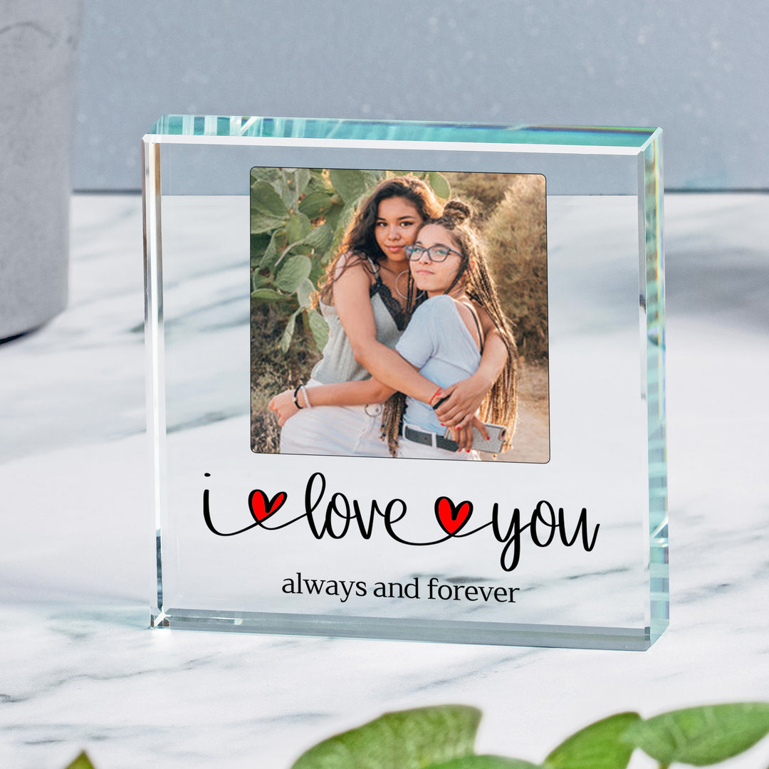 Personalised I Love You Glass Photo Token