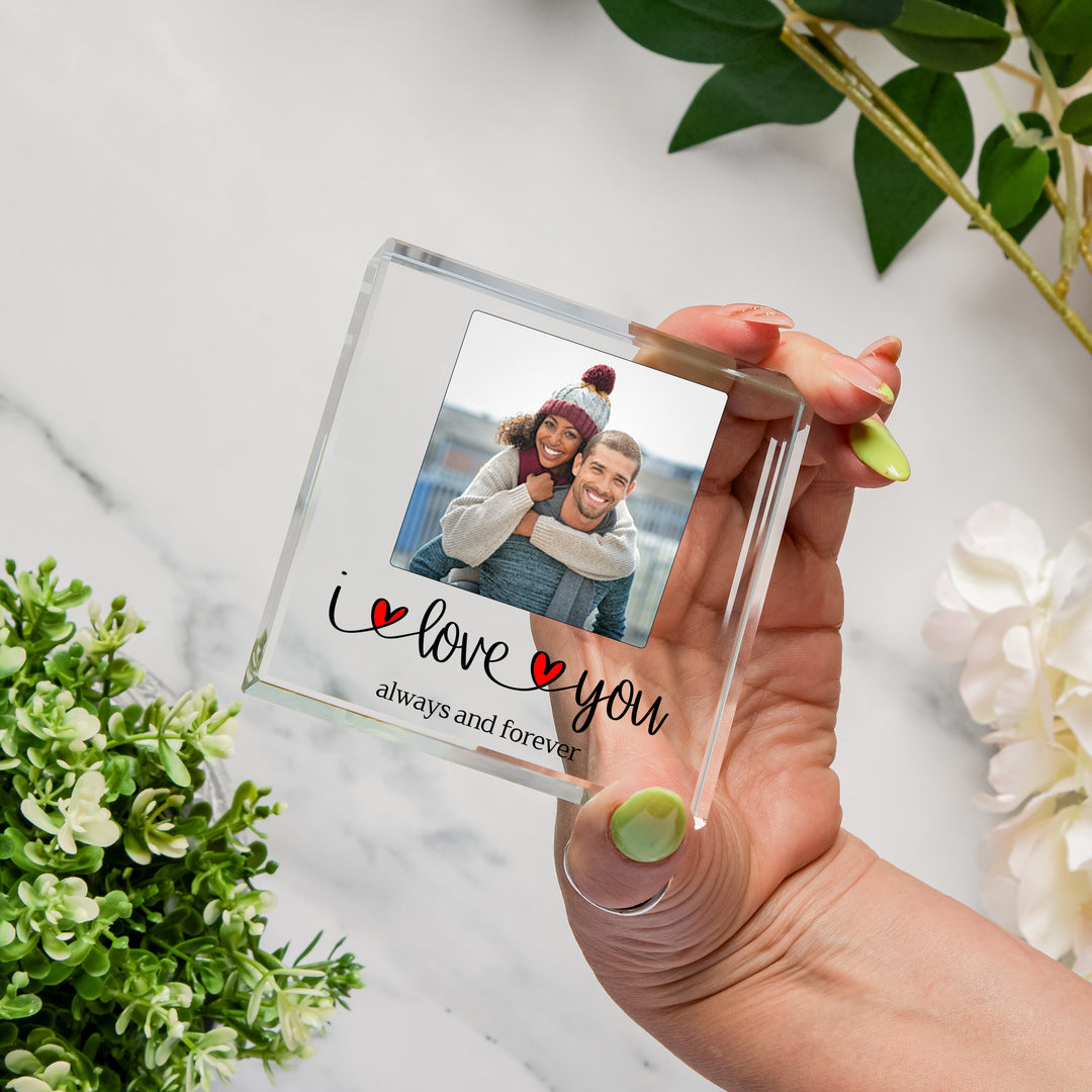 Personalised I Love You Glass Photo Token