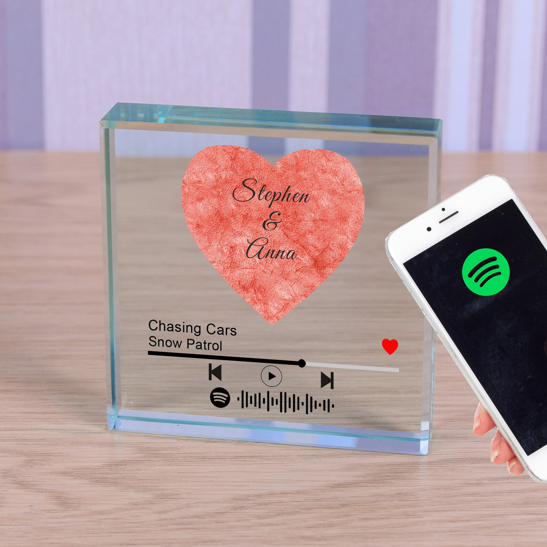 Personalised Our Song Glass Token with Spotify Code