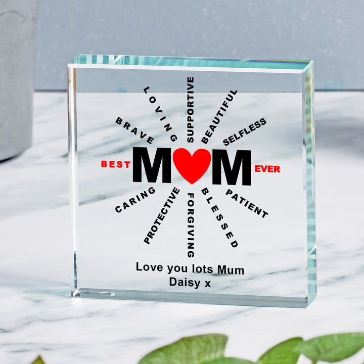 Personalised Best Mum Ever Glass Token with Message