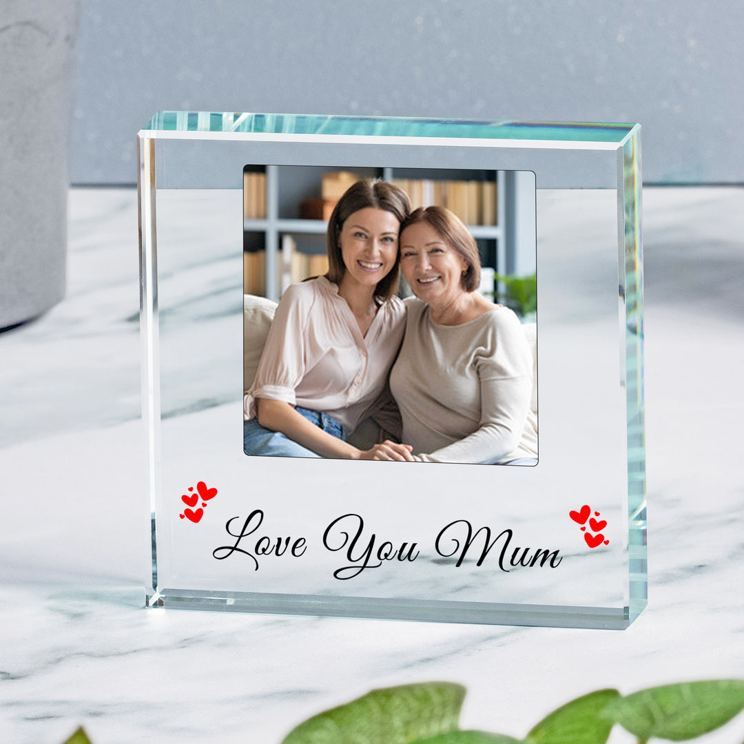Personalised Love You Mum Glass Photo Token