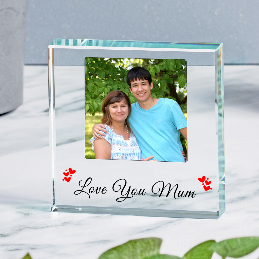 Personalised Love You Mum Glass Photo Token
