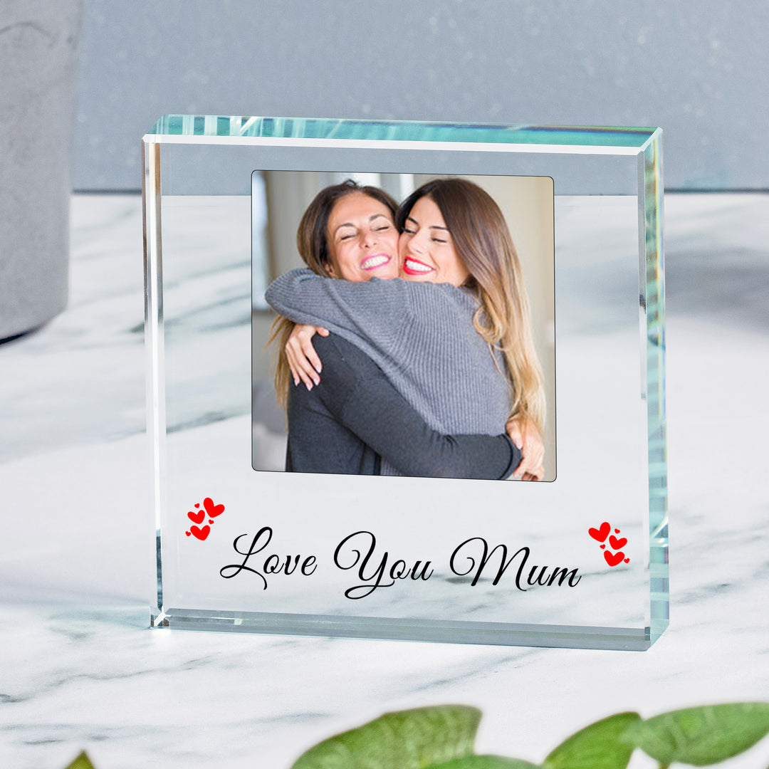 Personalised Love You Mum Glass Photo Token
