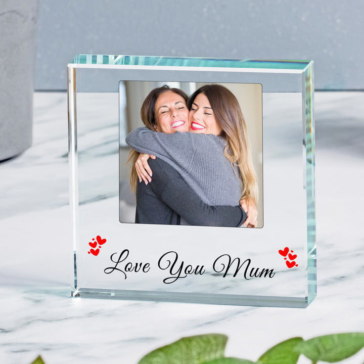 Personalised Love You Mum Glass Photo Token