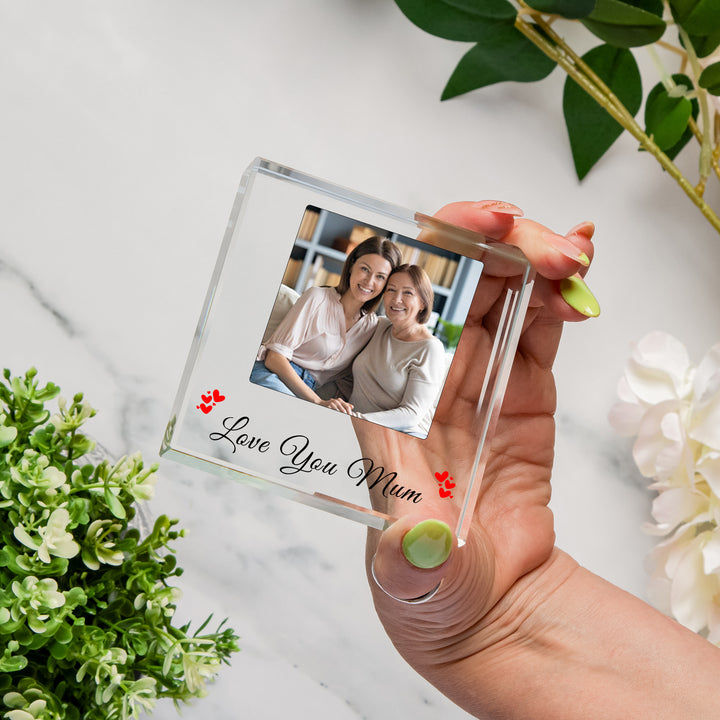 Personalised Love You Mum Glass Photo Token