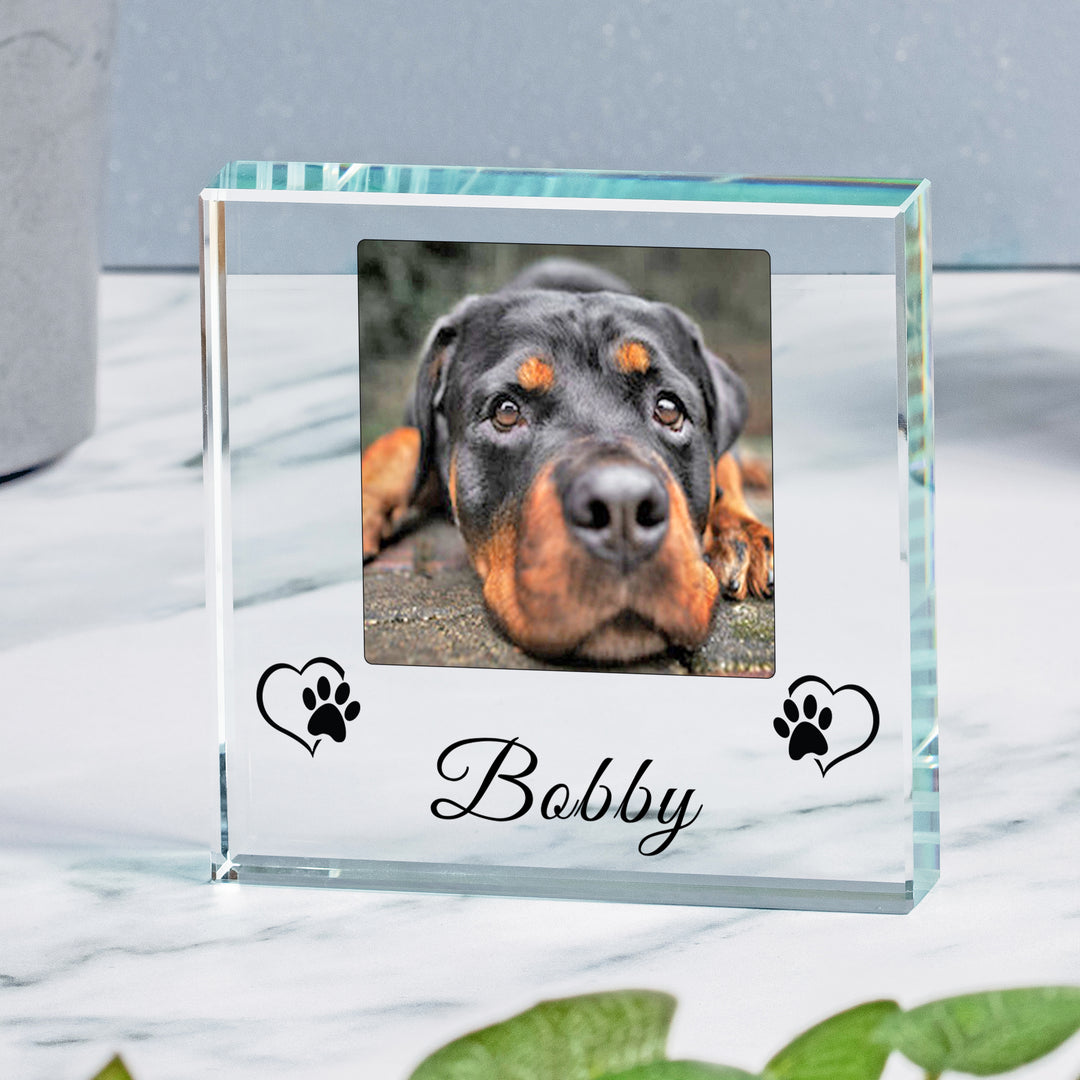 Personalised Pet Photo Glass Token with Name