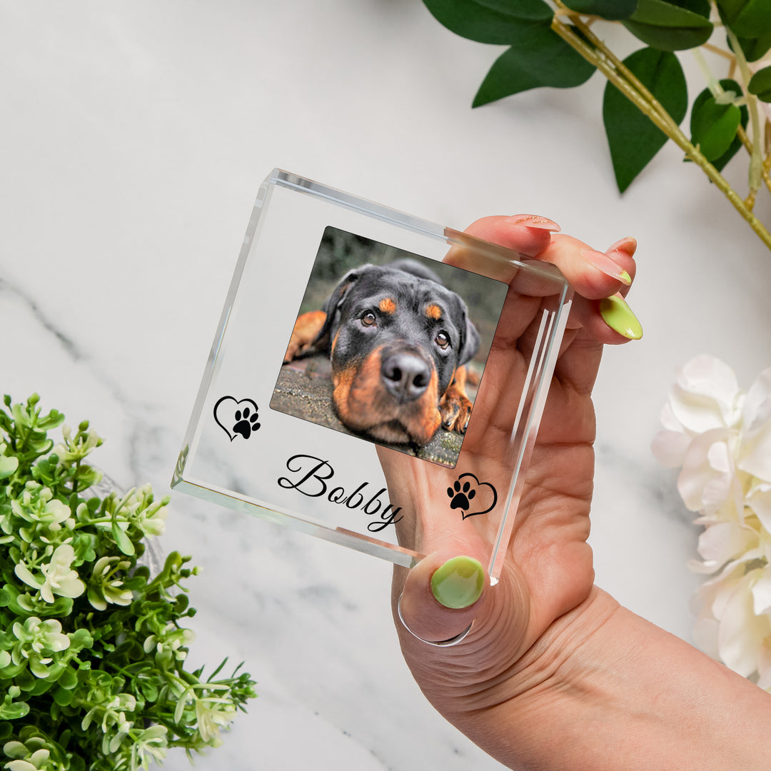 Personalised Pet Photo Glass Token with Name