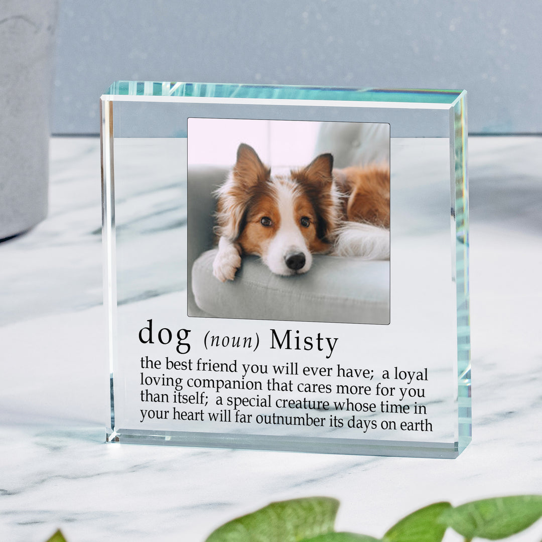Personalised Dog Definition Glass Token with Photo