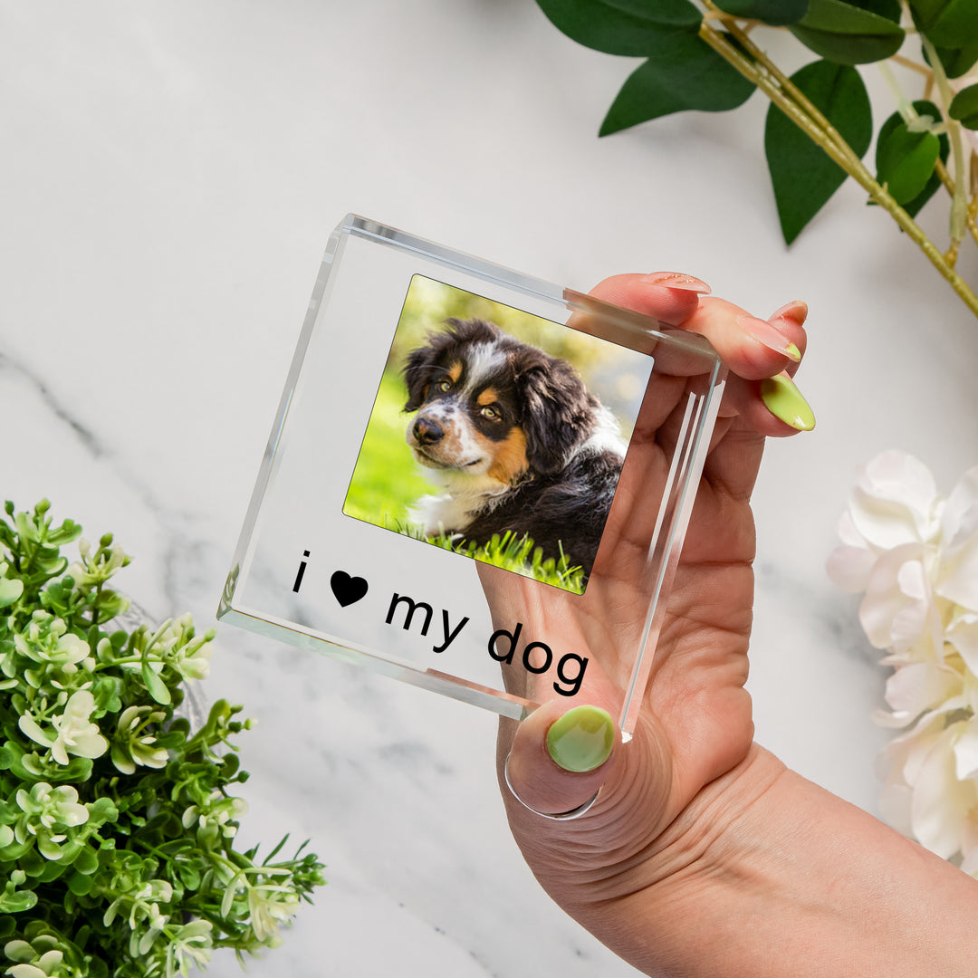 Personalised Love My Pet Glass Token with Photo