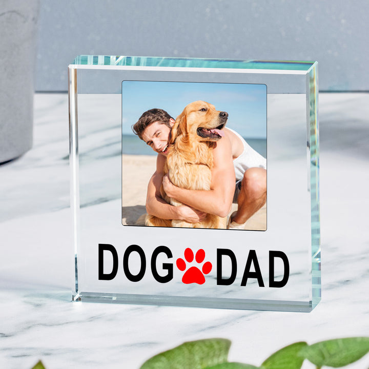 Personalised Dog Dad or Dog Mum Glass Photo Token