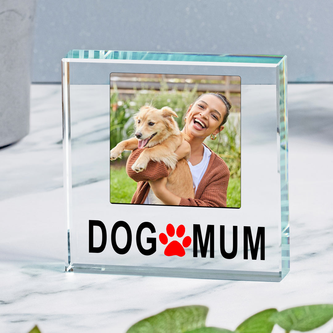 Personalised Dog Dad or Dog Mum Glass Photo Token