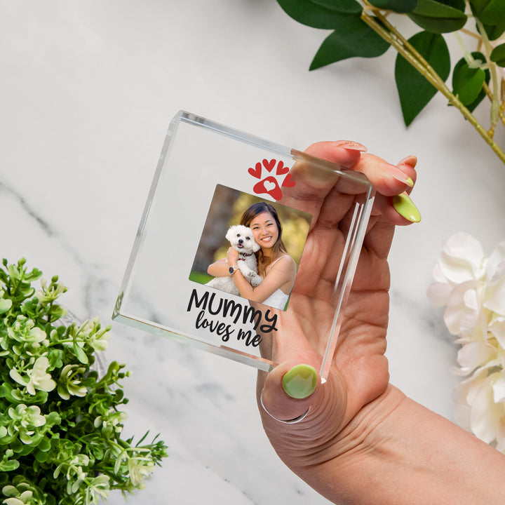Personalised Pet Mummy Loves Me Pawprint Glass Token