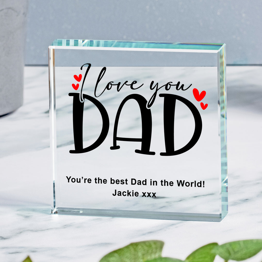 Personalised I Love You Dad Glass Token