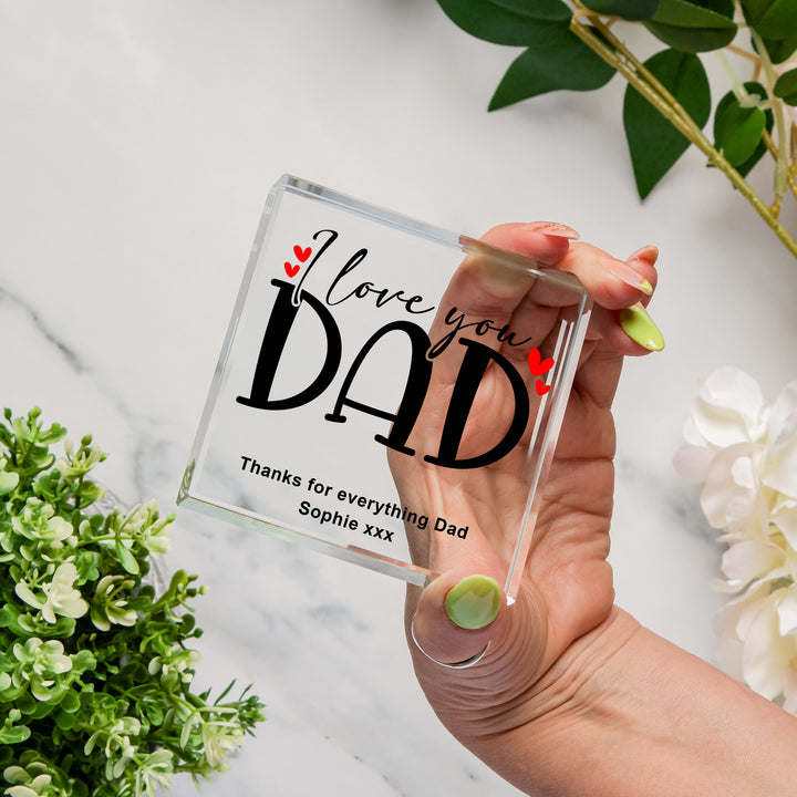 Personalised I Love You Dad Glass Token
