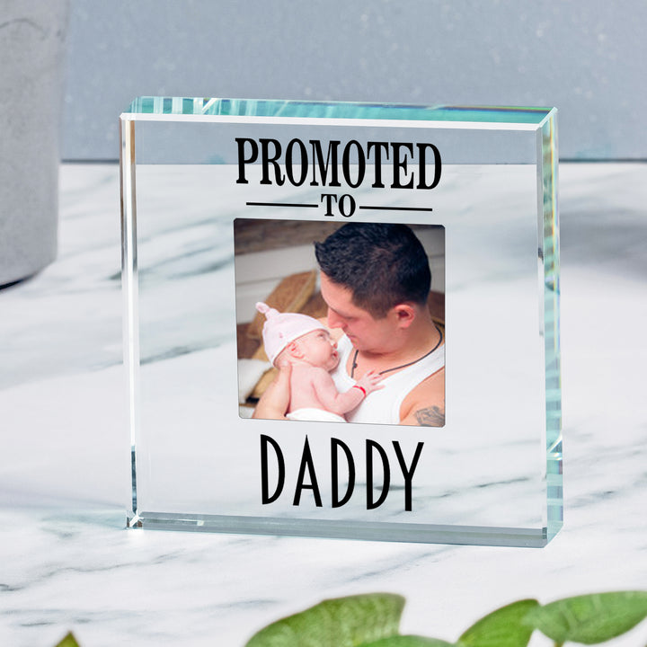 Personalised Promoted to Daddy Glass Token with Photo