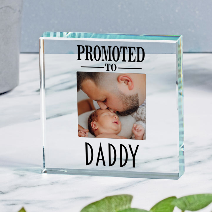 Personalised Promoted to Daddy Glass Token with Photo