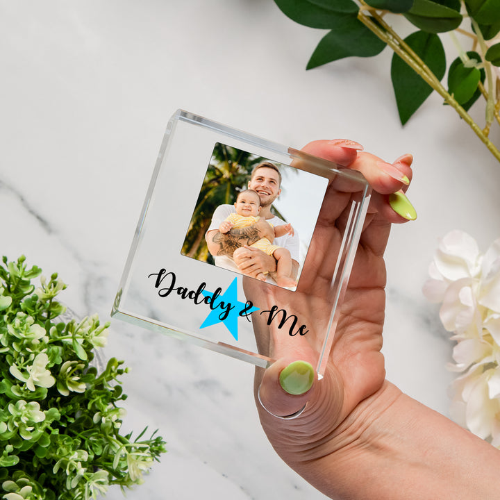 Personalised Daddy &amp; Me Photo Glass Token