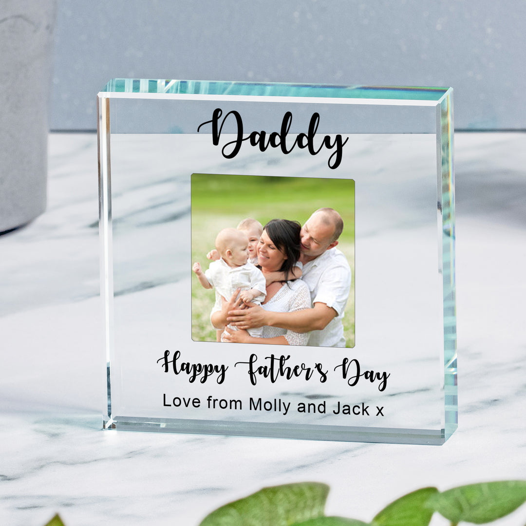 Personalised Father’s Day Photo Glass Token with Message