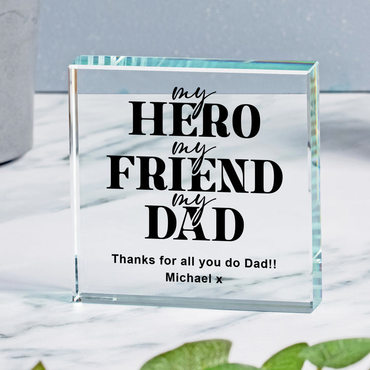 Personalised My Hero My Friend My Dad Glass Token