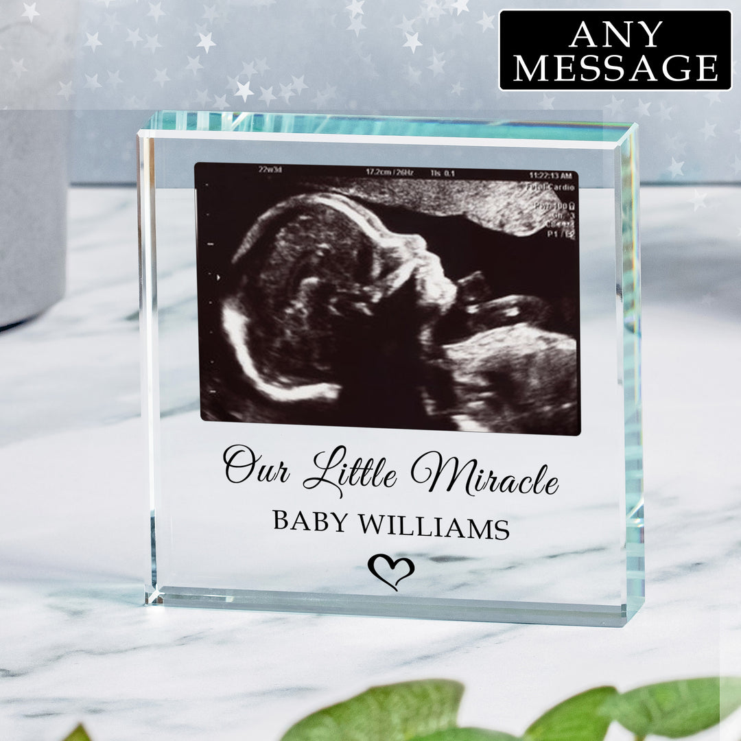 Personalised New Baby Scan Glass Token