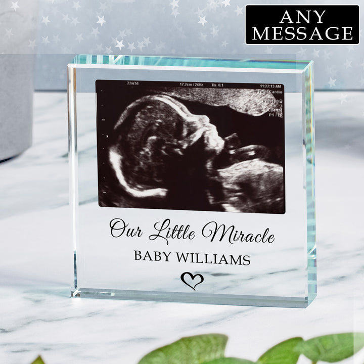 Personalised New Baby Scan Glass Token