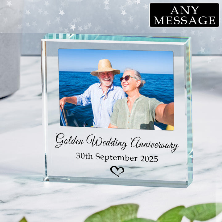 Personalised Anniversary Glass Token with Photo