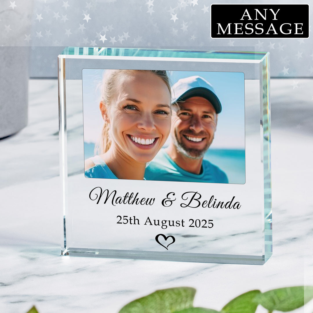 Personalised Anniversary Glass Token with Photo